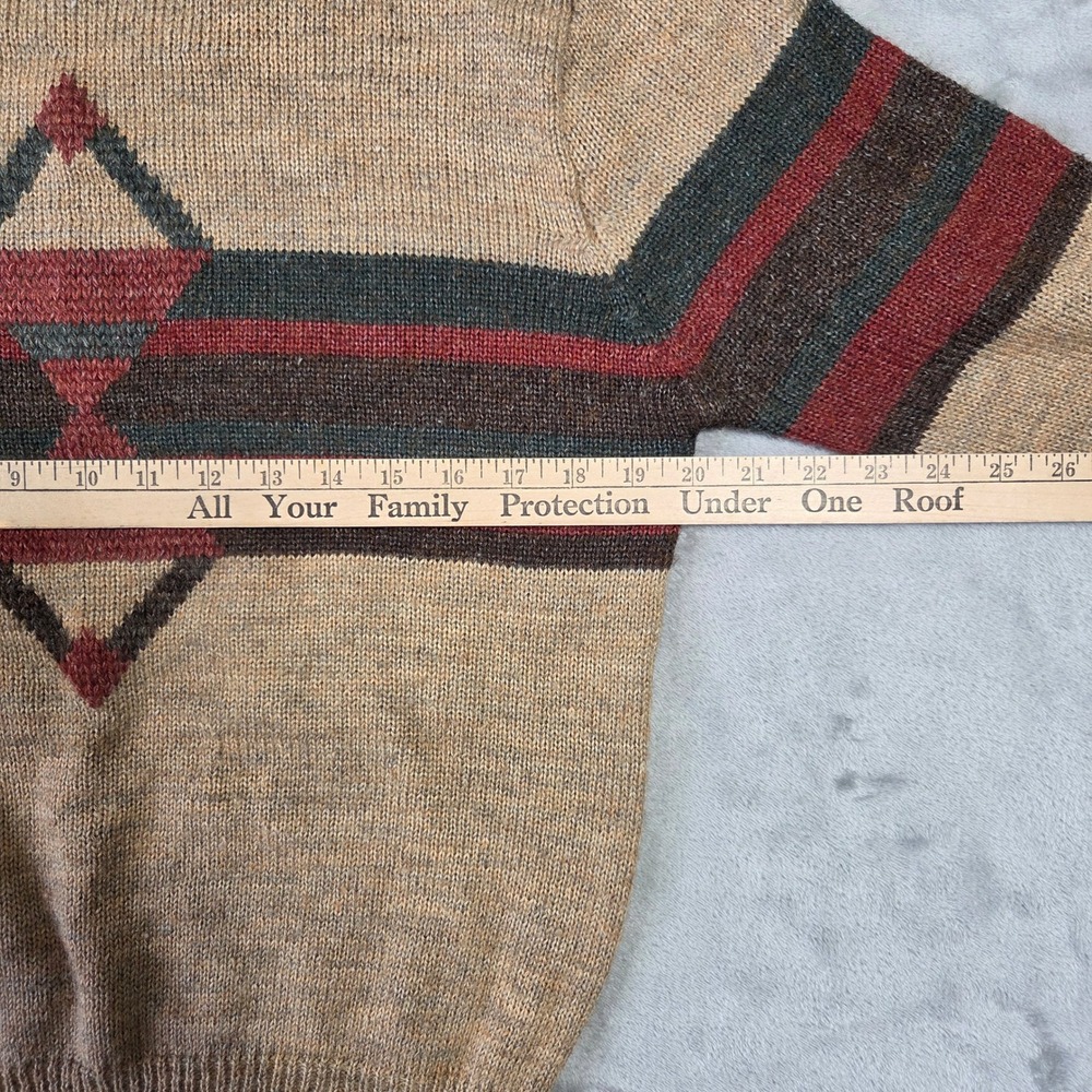 Gary Reed Vintage Mens Southwestern Geometric Eclectic Knit Sweater Tan Medium - Picture 3 of 5